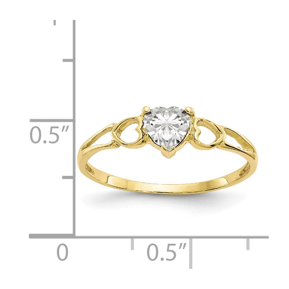 10K Yellow Gold Polished Genuine White Topaz Birthstone Ring
