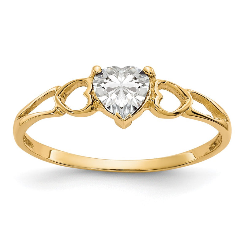 10K Yellow Gold Polished Genuine White Topaz Birthstone Ring