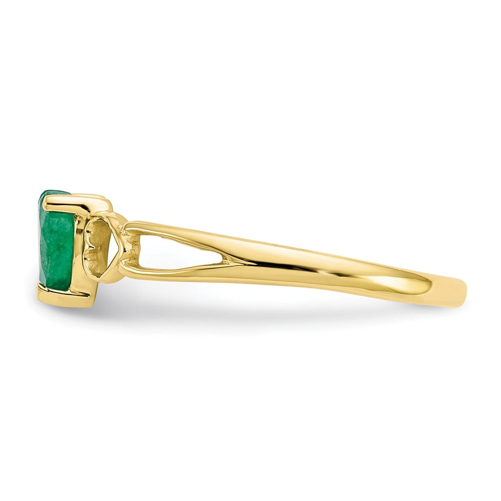 10K Yellow Gold Polished Genuine Emerald Birthstone Ring