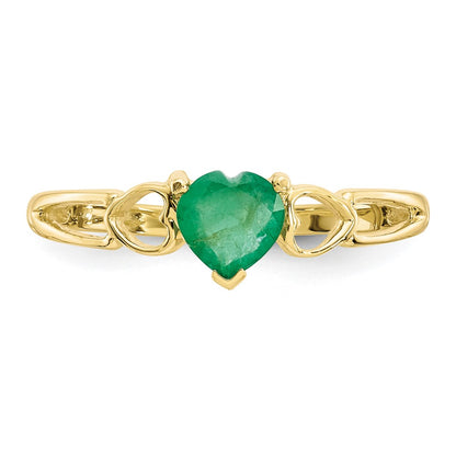 10K Yellow Gold Polished Genuine Emerald Birthstone Ring