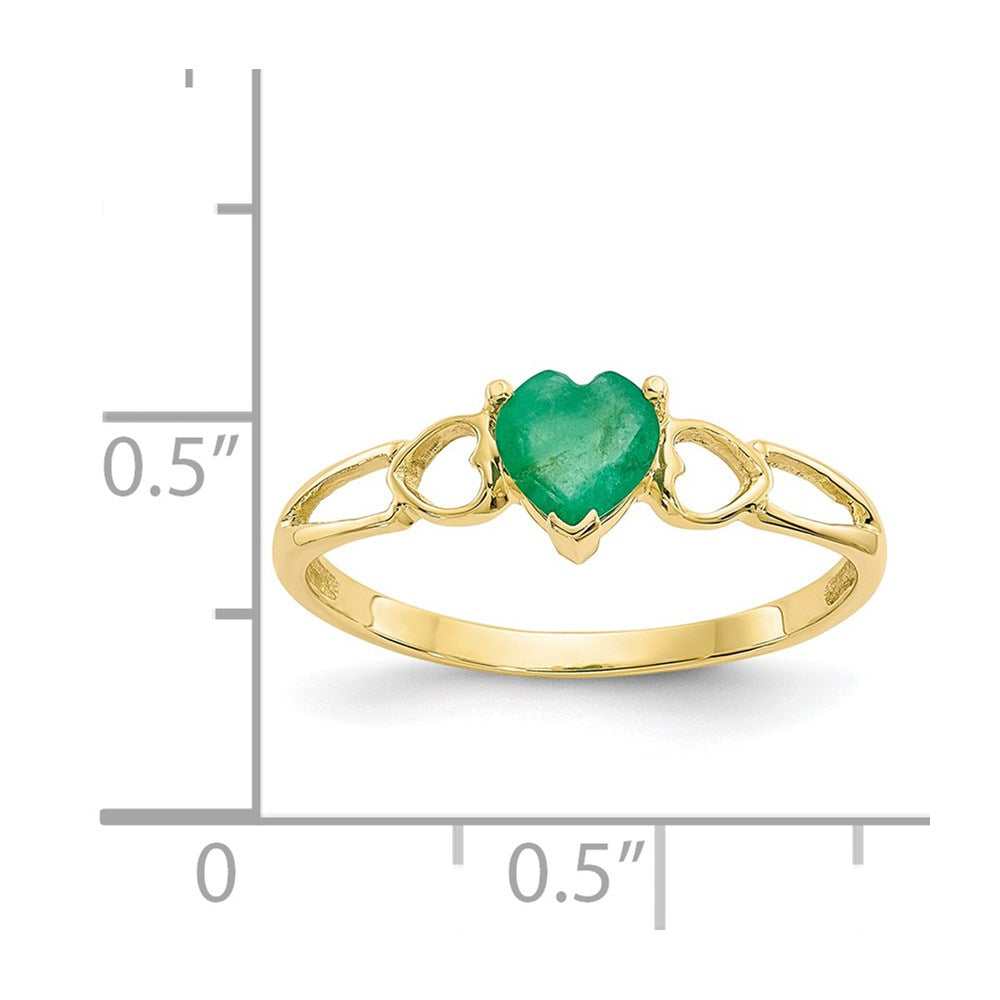 10K Yellow Gold Polished Genuine Emerald Birthstone Ring