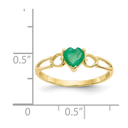 10K Yellow Gold Polished Genuine Emerald Birthstone Ring