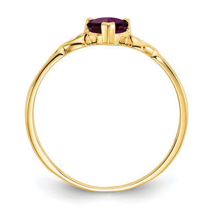 10K Yellow Gold Polished Genuine Rhodolite Garnet Birthstone Ring