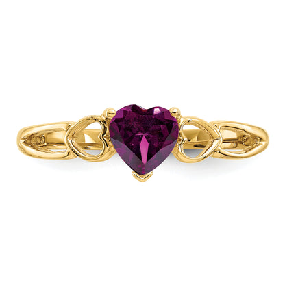 10K Yellow Gold Polished Genuine Rhodolite Garnet Birthstone Ring
