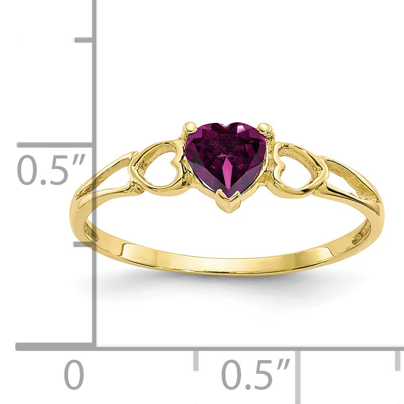10K Yellow Gold Polished Genuine Rhodolite Garnet Birthstone Ring