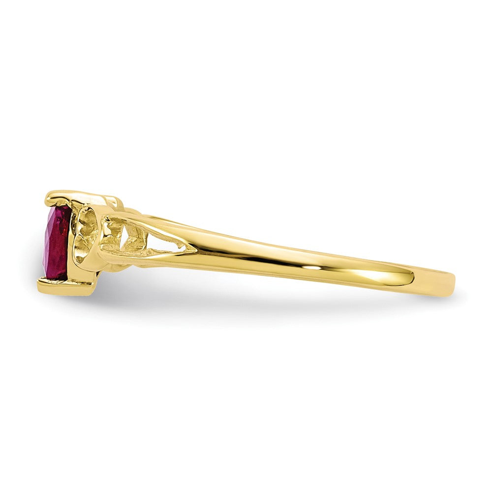 10K Yellow Gold Polished Genuine Ruby Birthstone Ring