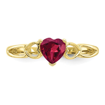 10K Yellow Gold Polished Genuine Ruby Birthstone Ring