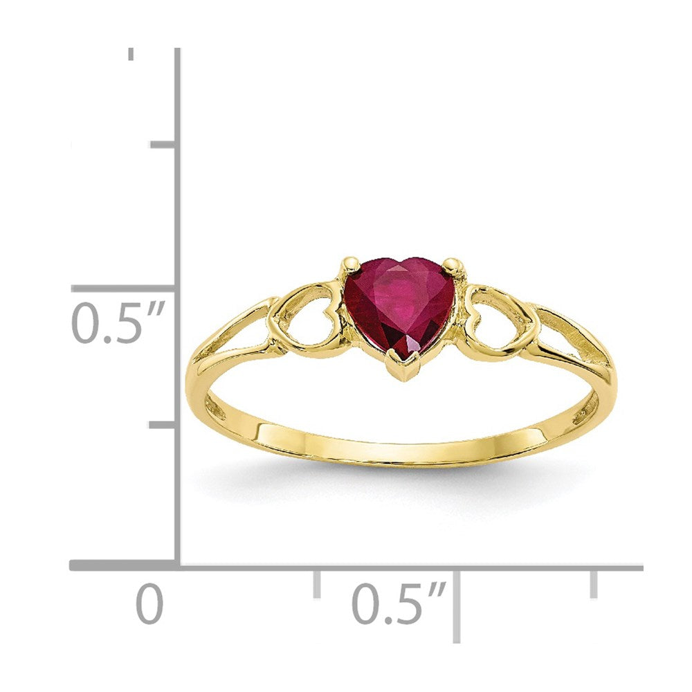 10K Yellow Gold Polished Genuine Ruby Birthstone Ring