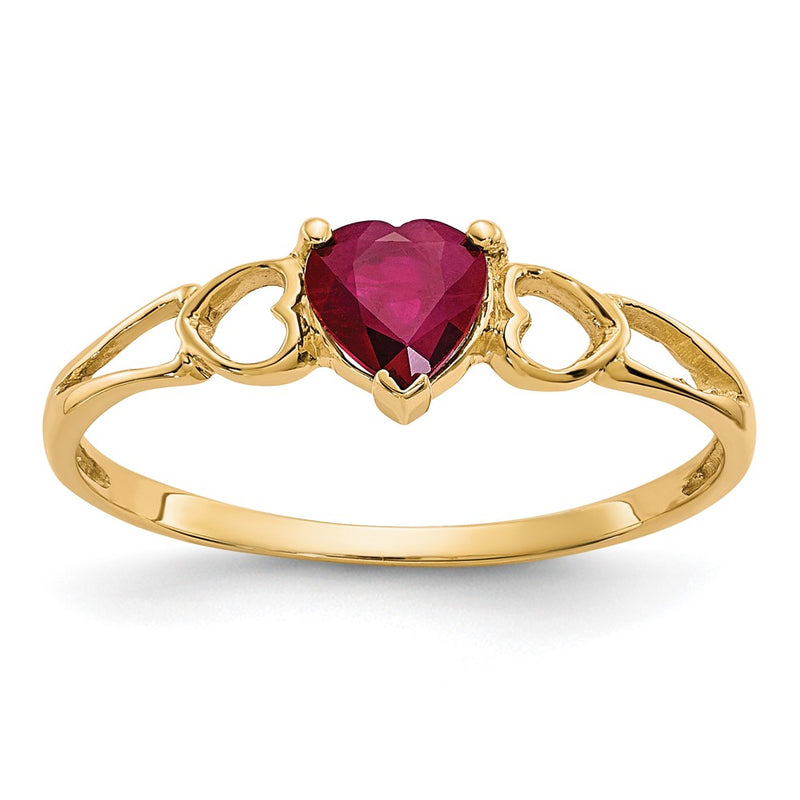 10K Yellow Gold Polished Genuine Ruby Birthstone Ring