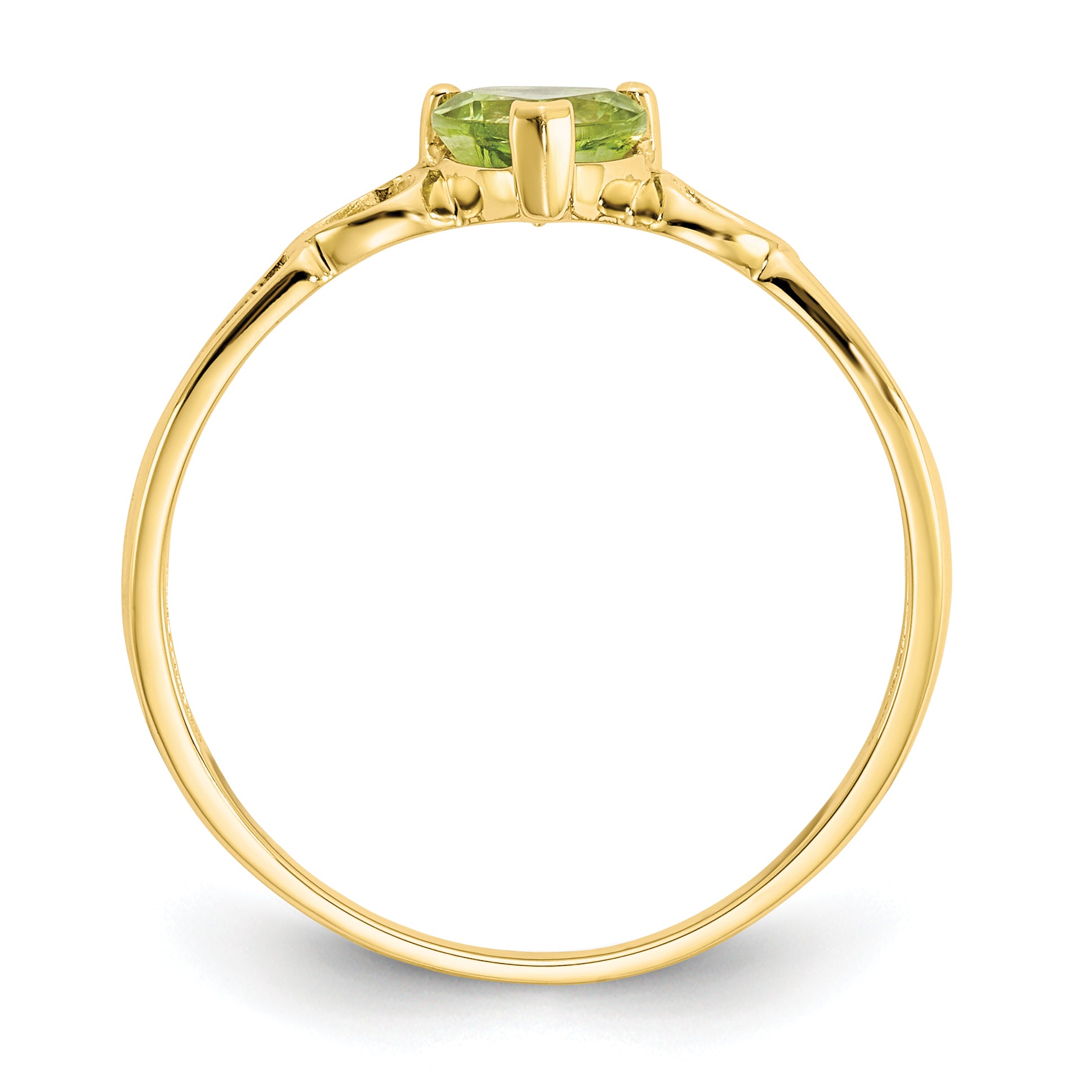 10K Yellow Gold Polished Genuine Peridot Birthstone Ring