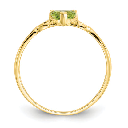 10K Yellow Gold Polished Genuine Peridot Birthstone Ring