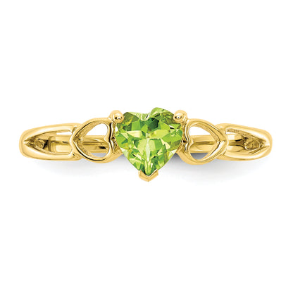 10K Yellow Gold Polished Genuine Peridot Birthstone Ring