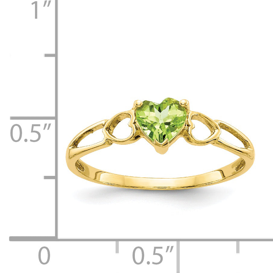10K Yellow Gold Polished Genuine Peridot Birthstone Ring