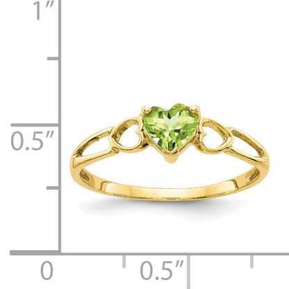 10K Yellow Gold Polished Genuine Peridot Birthstone Ring