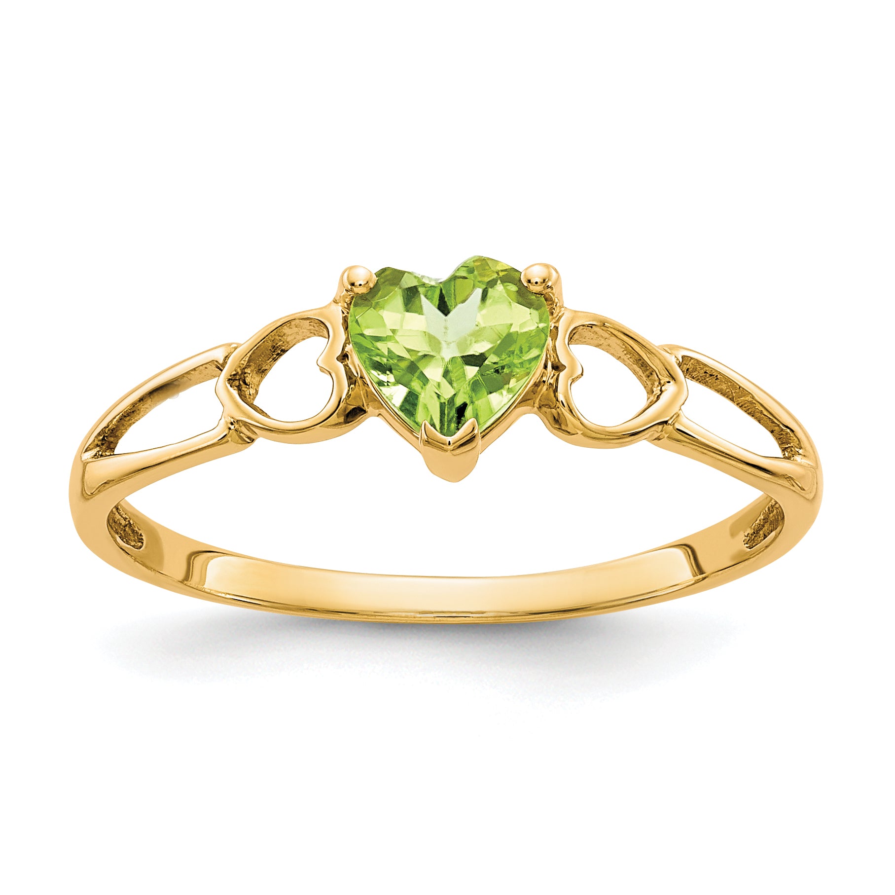 10K Yellow Gold Polished Genuine Peridot Birthstone Ring