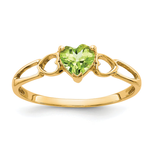 10K Yellow Gold Polished Genuine Peridot Birthstone Ring