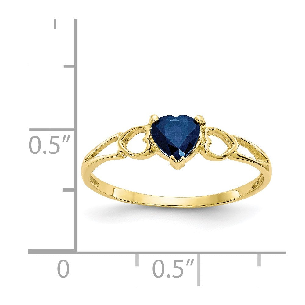 10K Yellow Gold Polished Genuine Sapphire Birthstone Ring