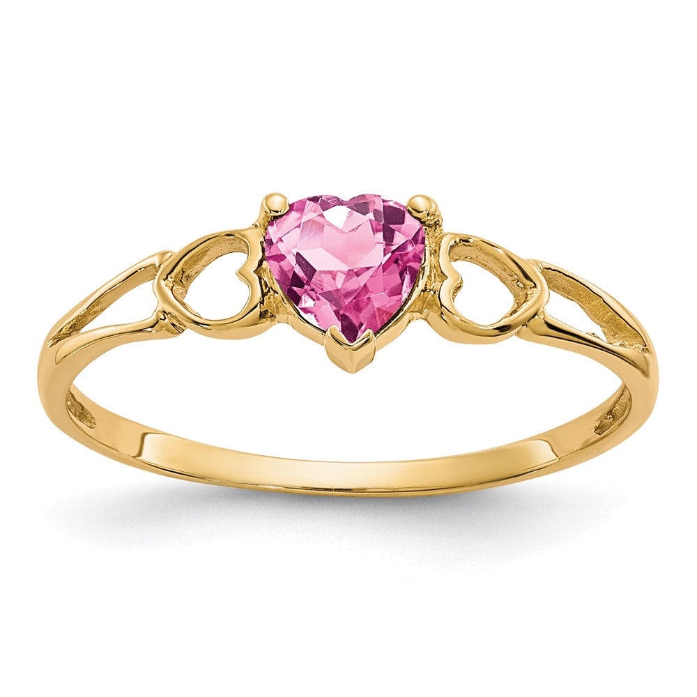 10K Yellow Gold Polished Genuine Pink Tourmaline Birthstone Ring