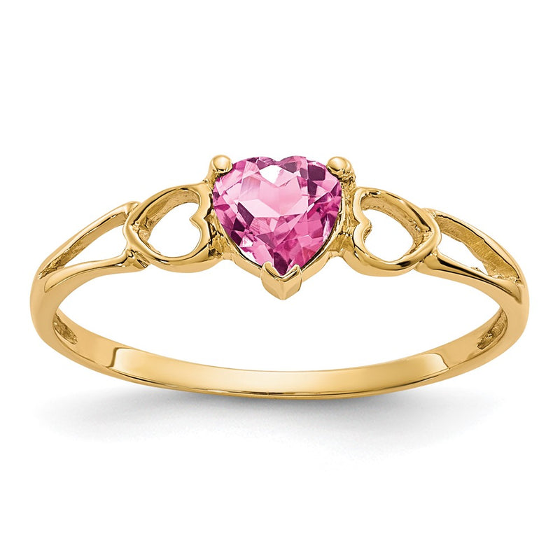 10K Yellow Gold Polished Genuine Pink Tourmaline Birthstone Ring