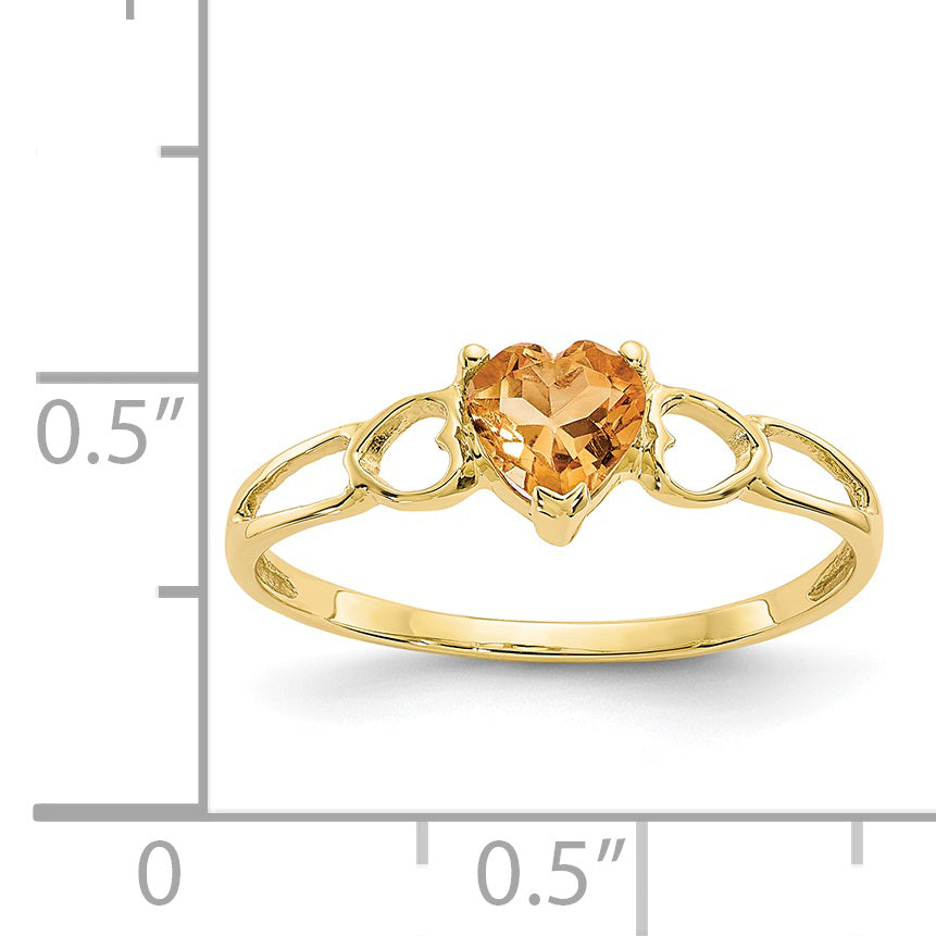 10K Yellow Gold Polished Genuine Citrine Birthstone Ring