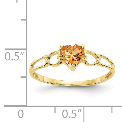 10K Yellow Gold Polished Genuine Citrine Birthstone Ring