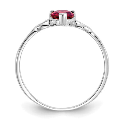 10K White Gold Polished Genuine Garnet Birthstone Ring