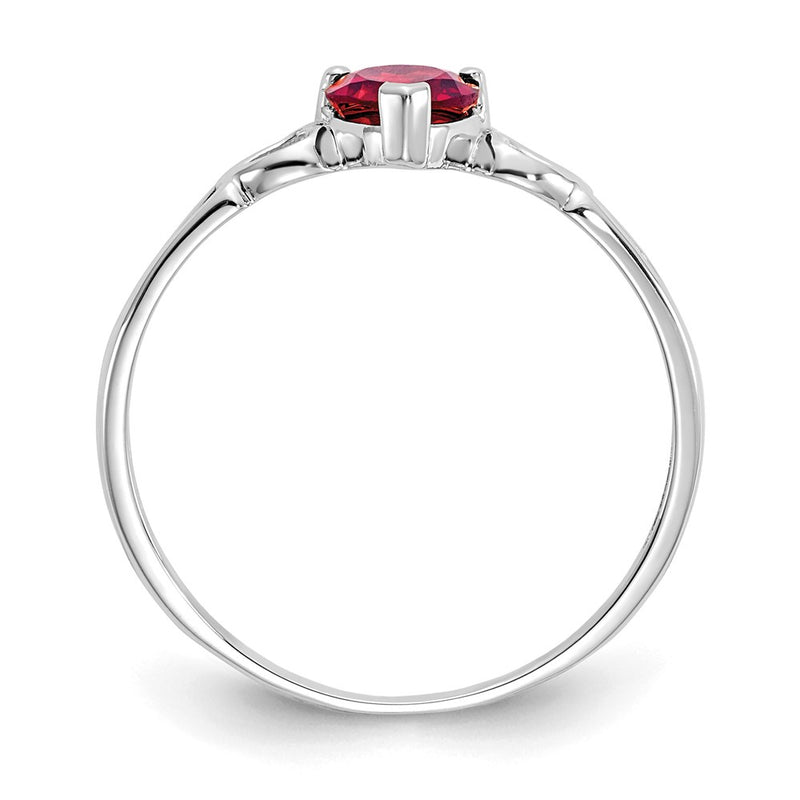 10K White Gold Polished Genuine Garnet Birthstone Ring