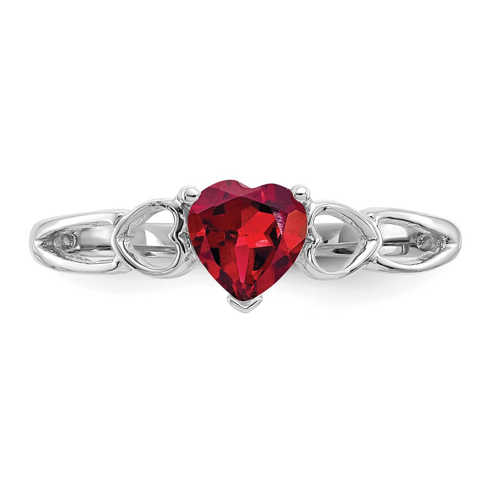 10K White Gold Polished Genuine Garnet Birthstone Ring