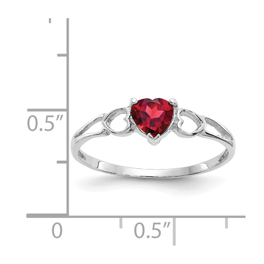 10K White Gold Polished Genuine Garnet Birthstone Ring