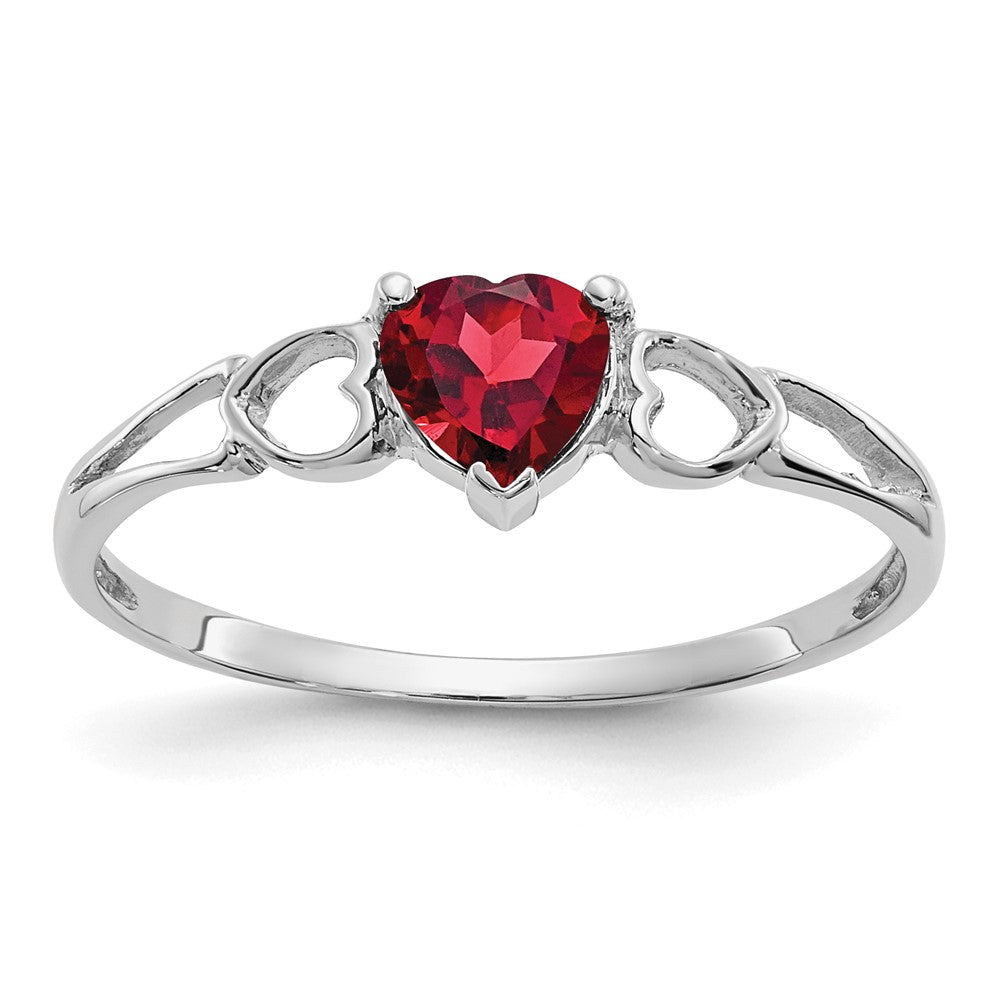 10K White Gold Polished Genuine Garnet Birthstone Ring