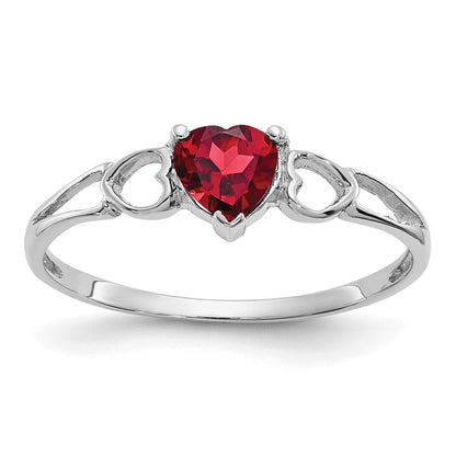 10K White Gold Polished Genuine Garnet Birthstone Ring