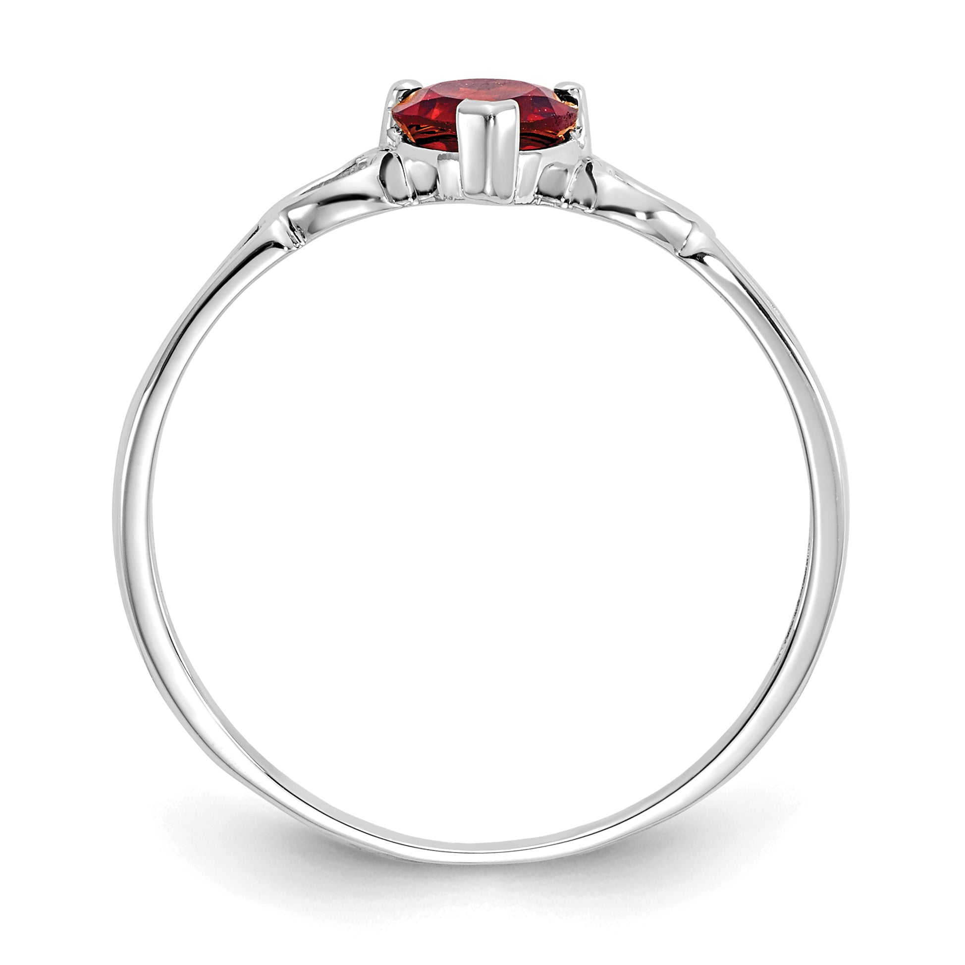 10K White Gold Polished Genuine Rhodolite Garnet Birthstone Ring