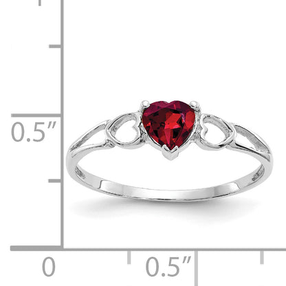 10K White Gold Polished Genuine Rhodolite Garnet Birthstone Ring