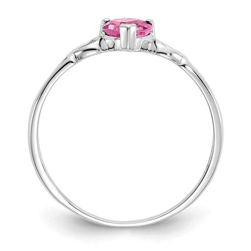 10K White Gold Polished Genuine Pink Tourmaline Birthstone Ring