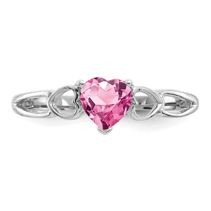 10K White Gold Polished Genuine Pink Tourmaline Birthstone Ring
