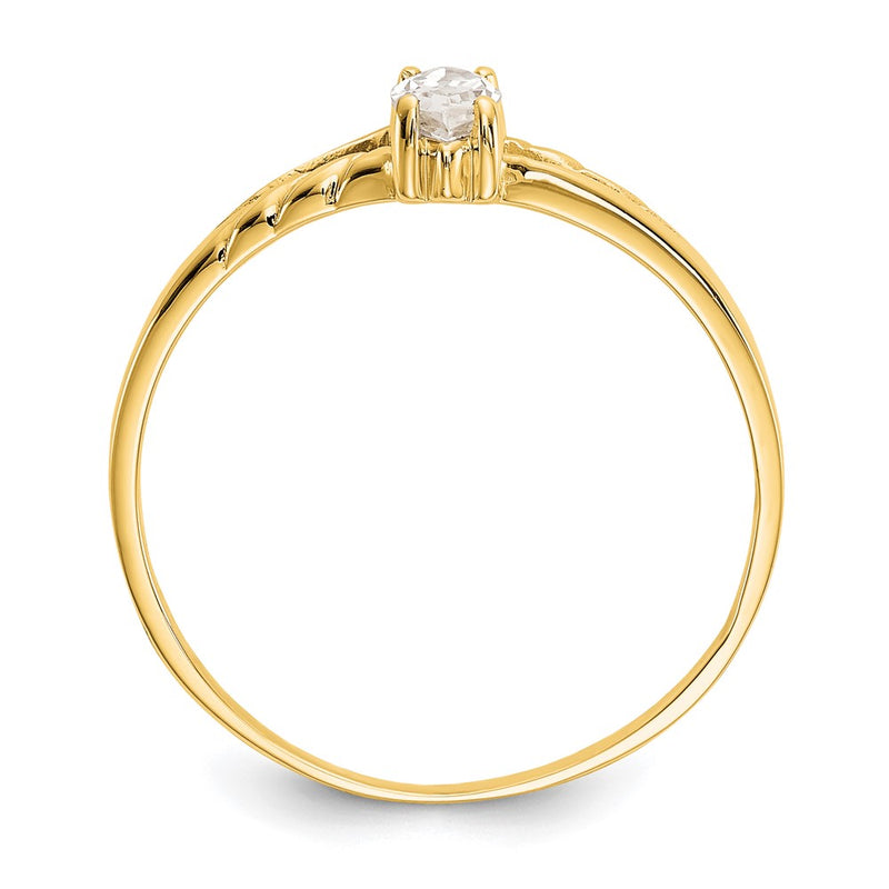 10K Yellow Gold Polished Genuine White Topaz Birthstone Ring
