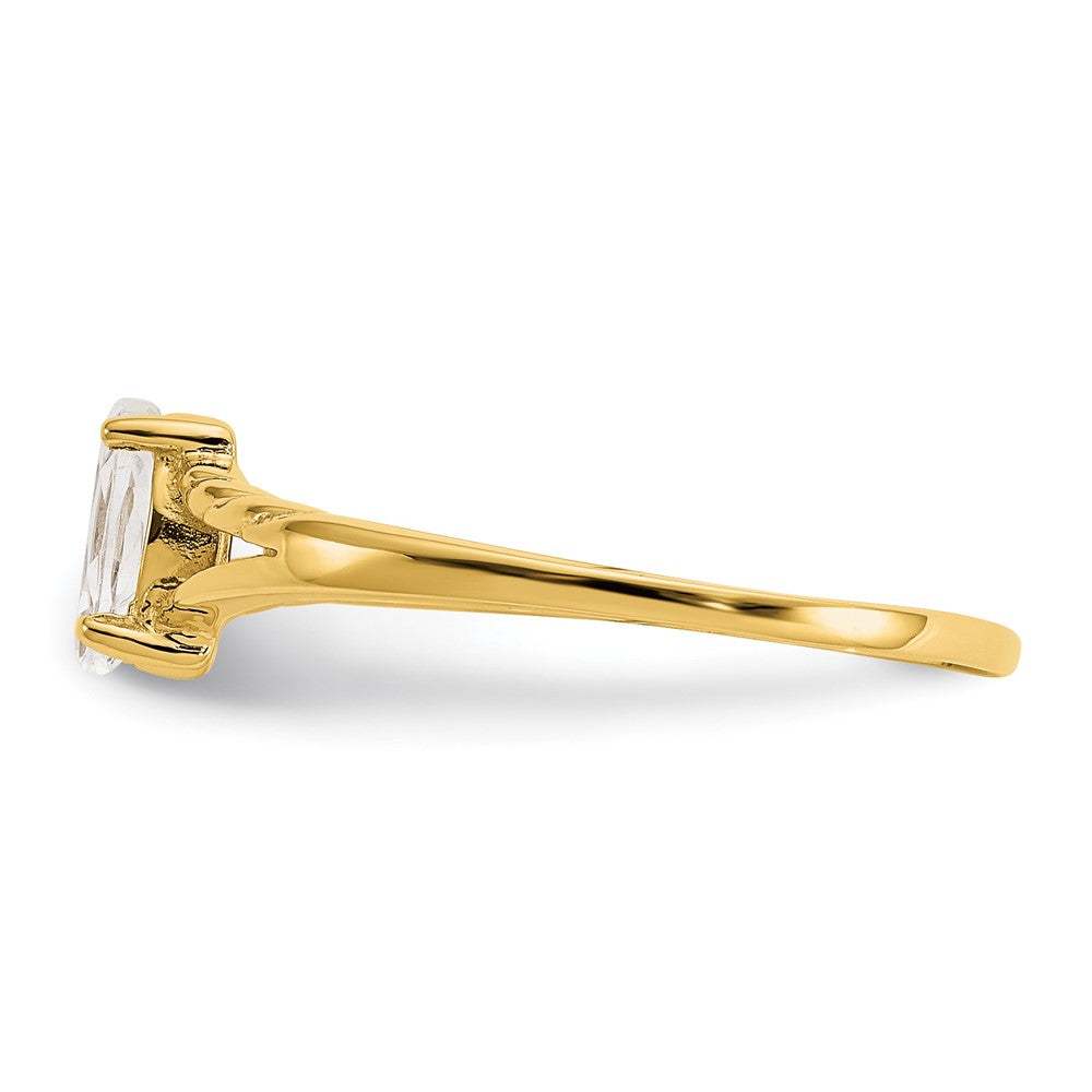 10K Yellow Gold Polished Genuine White Topaz Birthstone Ring