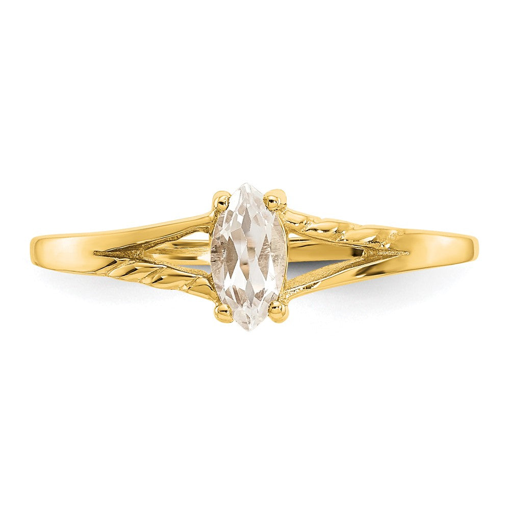 10K Yellow Gold Polished Genuine White Topaz Birthstone Ring