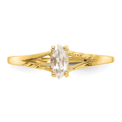 10K Yellow Gold Polished Genuine White Topaz Birthstone Ring
