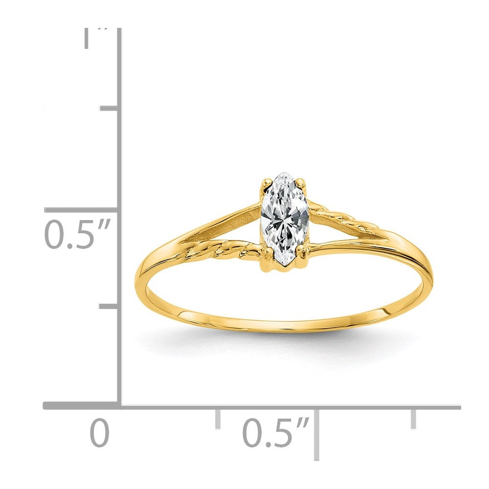 10K Yellow Gold Polished Genuine White Topaz Birthstone Ring
