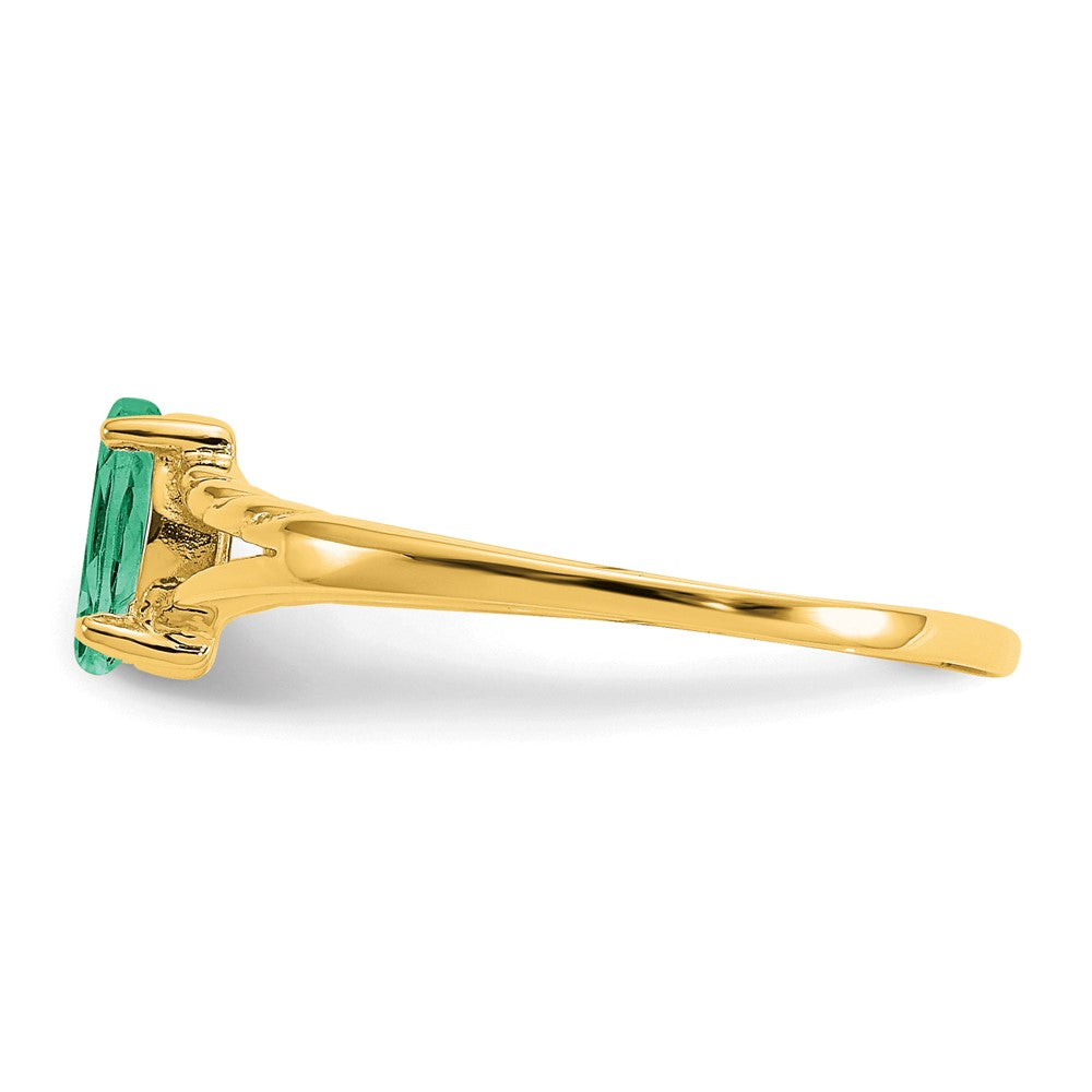 10K Yellow Gold Polished Genuine Emerald Birthstone Ring