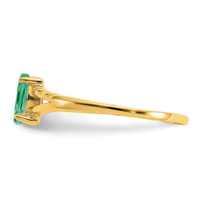 10K Yellow Gold Polished Genuine Emerald Birthstone Ring