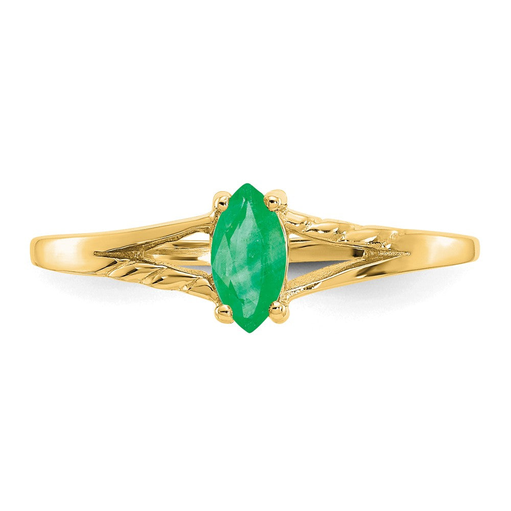 10K Yellow Gold Polished Genuine Emerald Birthstone Ring