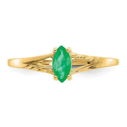 10K Yellow Gold Polished Genuine Emerald Birthstone Ring