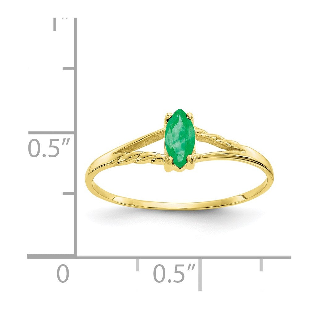 10K Yellow Gold Polished Genuine Emerald Birthstone Ring