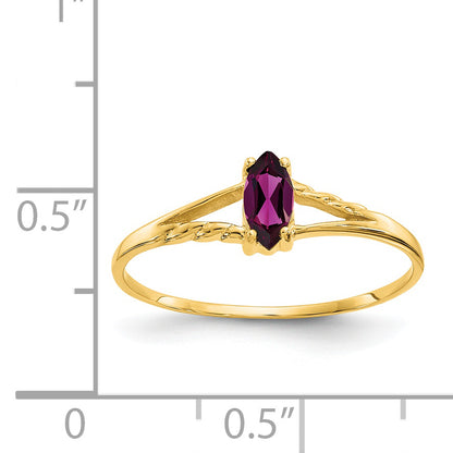 10K Yellow Gold Polished Genuine Rhodolite Garnet Birthstone Ring