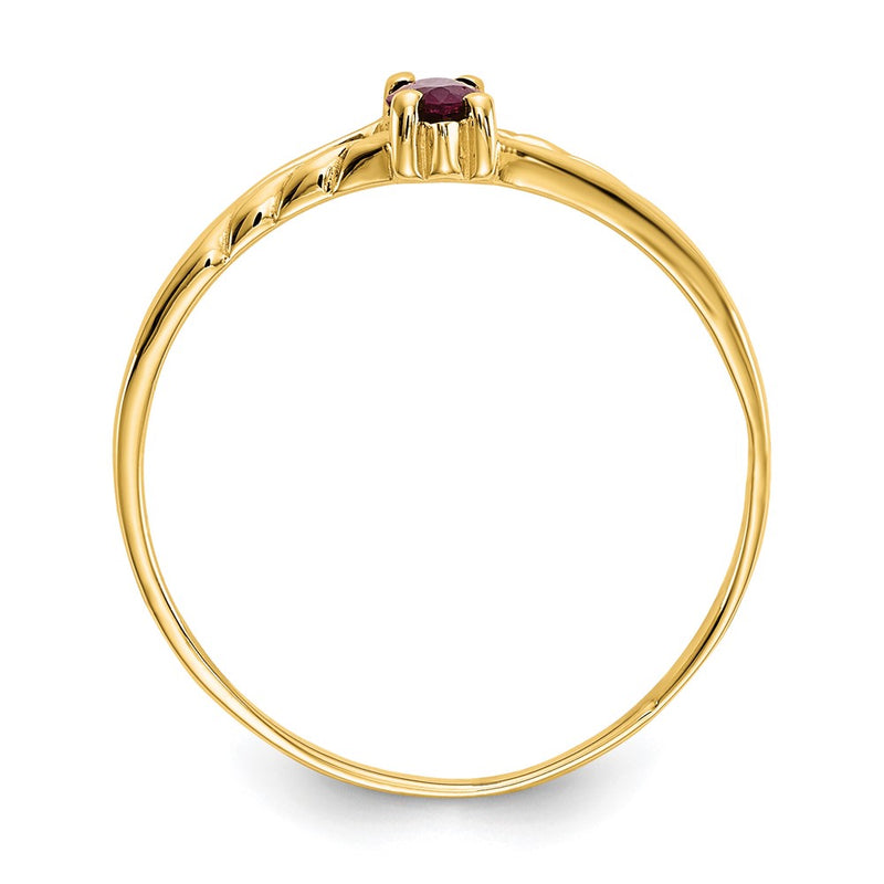 10K Yellow Gold Polished Genuine Ruby Birthstone Ring