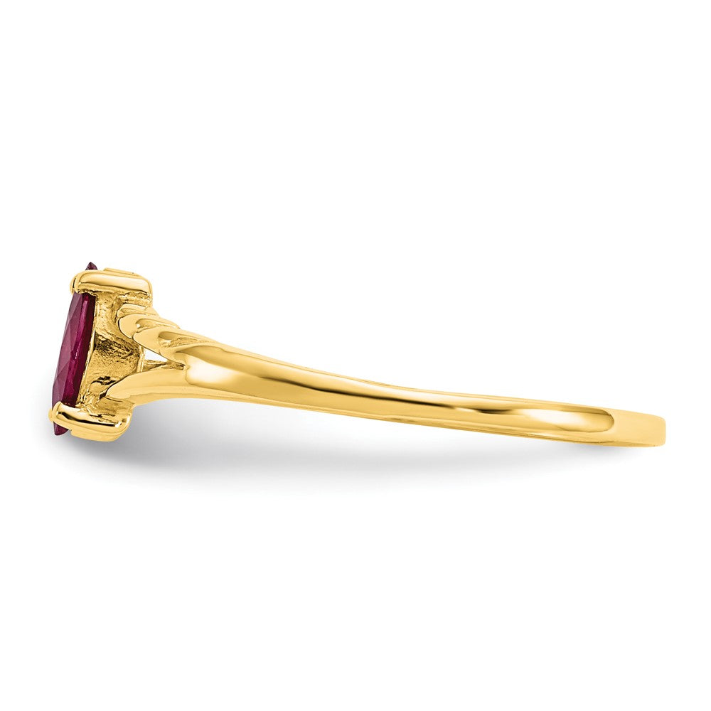 10K Yellow Gold Polished Genuine Ruby Birthstone Ring