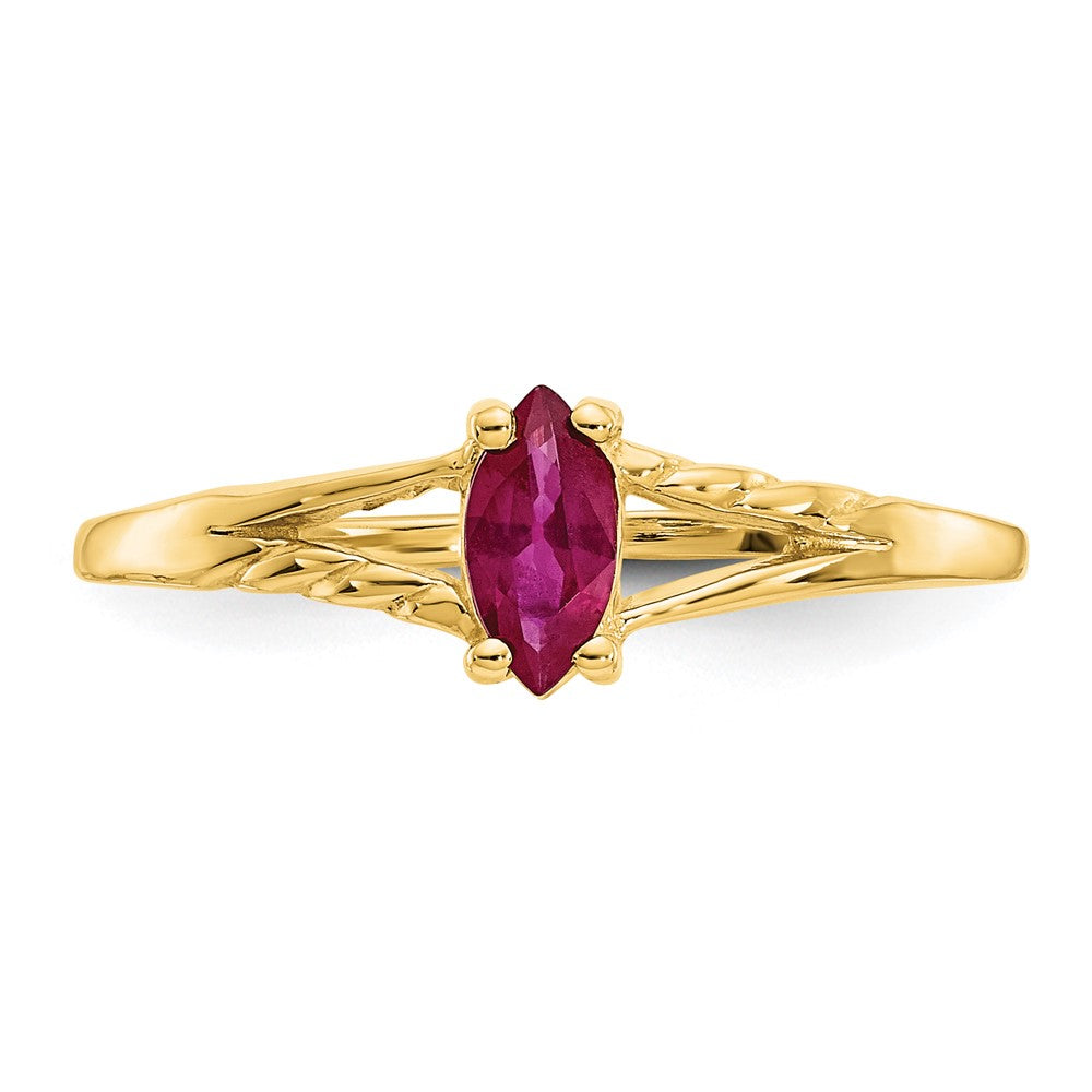 10K Yellow Gold Polished Genuine Ruby Birthstone Ring