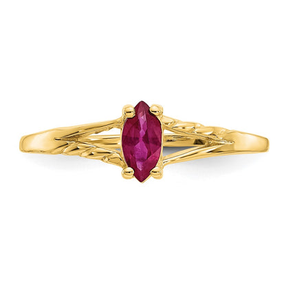 10K Yellow Gold Polished Genuine Ruby Birthstone Ring